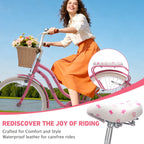 24 inch teenage adult female outdoor cycling, single speed commuter bike with wicker basket and rear rack