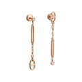 Rose Gold Plated Oval Link & Bar Chain Drop Earrings with Bezel CZ & Asymmetric Dangle Design