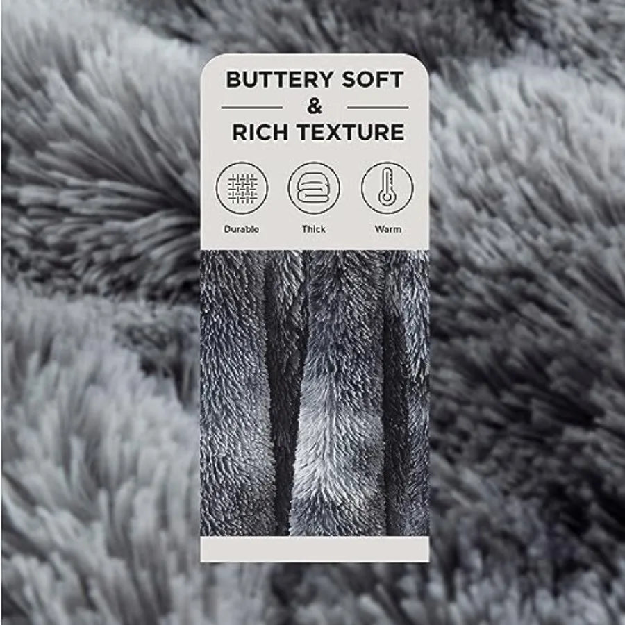 GentleSoft Fluffy Fuzzy Faux Fur Throw Blanket for Couch, Soft Sherpa Fleece Cozy Gifts for Women, Plush Bed Blanket Room Decor
