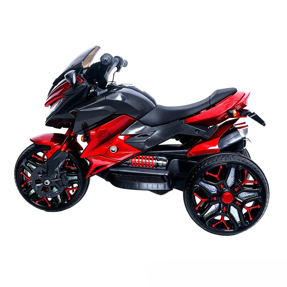 Kids Motorcycle Ride-On Motorcycle 3-Wheels Battery Powered Motorbike  Rechargeable 12 V kids  ride on toy with PU seat Training  Wheels/manual throttle/ drive by hand /Lighting  wheels