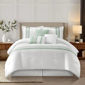 Queen Size Sage Green 7-Piece Comforter Set with Microfiber All-Season Bedding, Bed Skirt, Pillows, and Shams