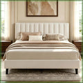 Queen Size Platform Bed Frame with Upholstered Headboard, Velvet, Height Adjustable, No Box Spring Needed, Easy Assembly