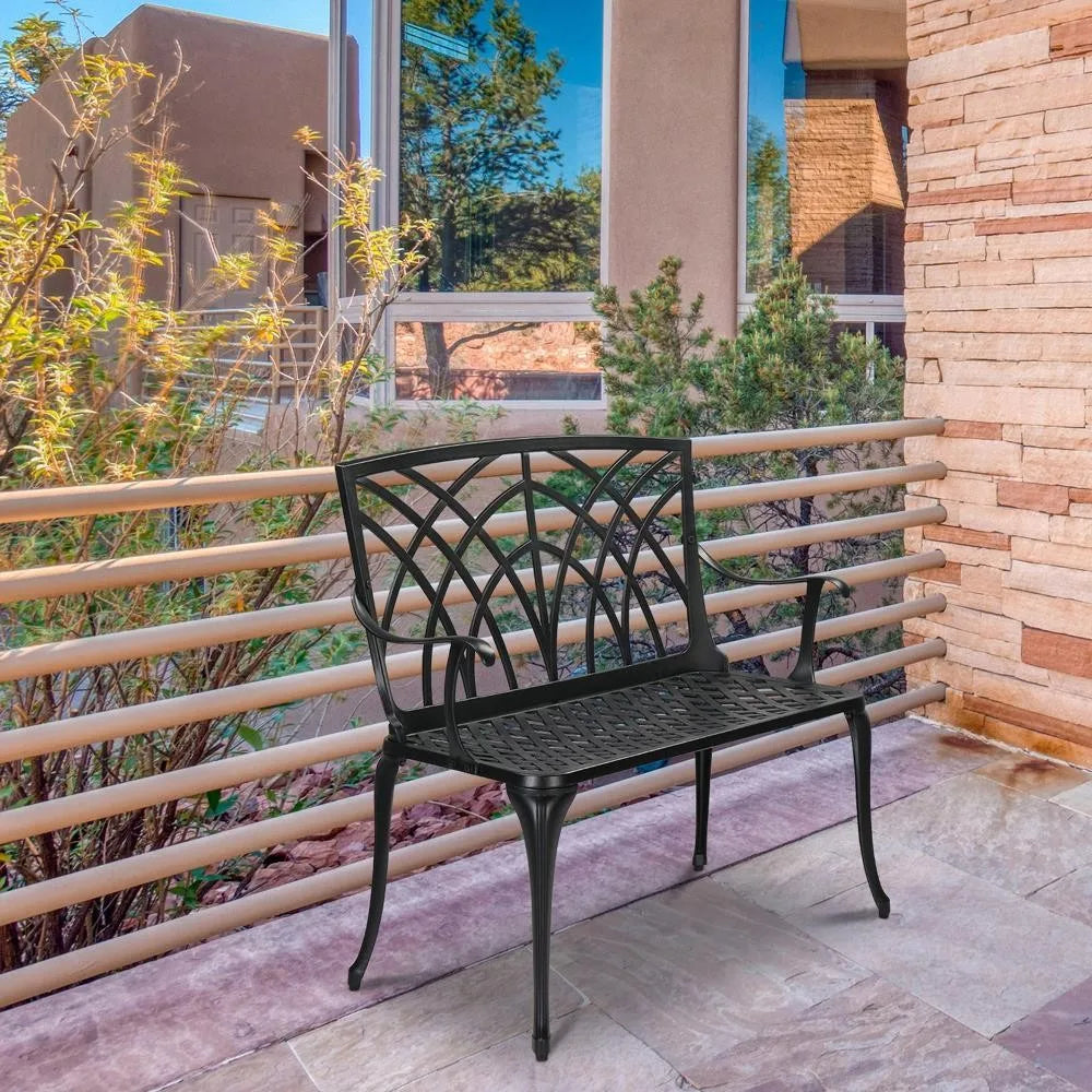 Aluminum Bench Garden Chair Porch Cast Conversation Patio for Outdoor Green