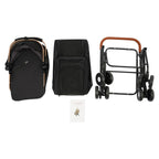 Black Two-Tier Dog and Cat Stroller, Foldable Stroller Dog Buggy Small Dogs, for Small and Medium-Sized Hu