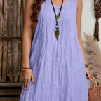 Plus Size, Plus-size Women's Solid Color V-neck Dress, Suitable for Spring and Summer Wear