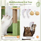 80 Inch Tall Multi-Level Cactus-Inspired Cat Tree with 3 Caves and 3 Baskets for Large Cats