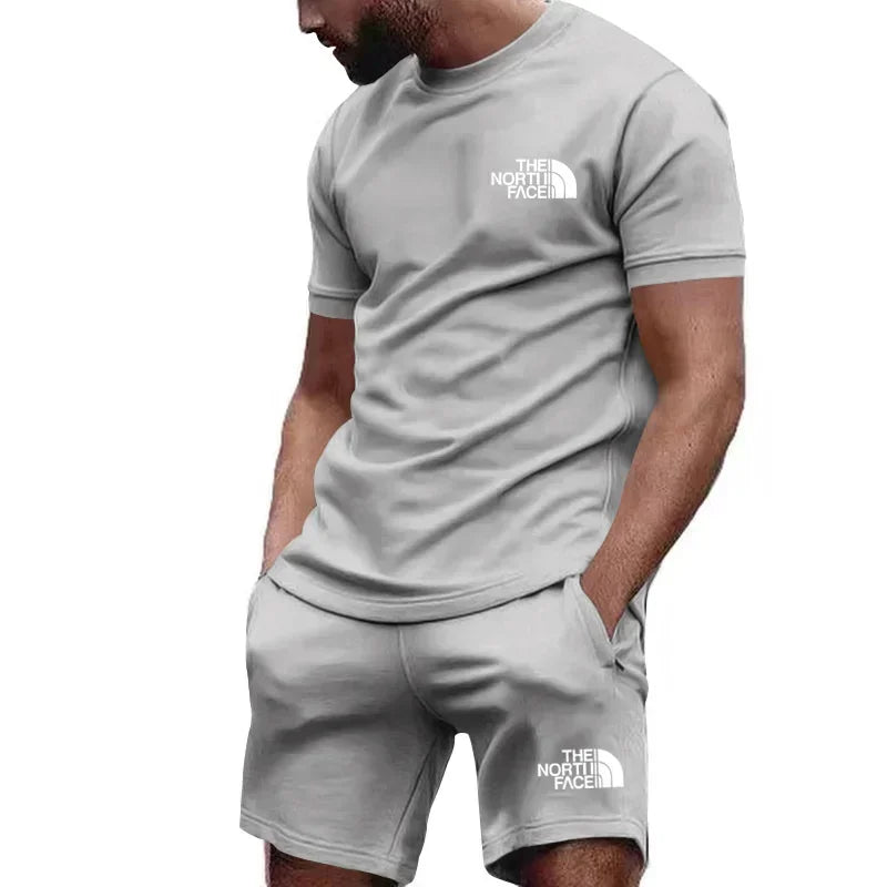 Hot Selling Men's Athletic Outfit Breathable Short Sleeve Tee & Sweatpants Set Casual Sports Suit for Workout Daily Wear