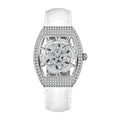 Mark Fairwhale Luxury Rotating flower dial Women's Watches Quartz Skeleton Tonneau Leather Diamond fully encrusted Watches for women