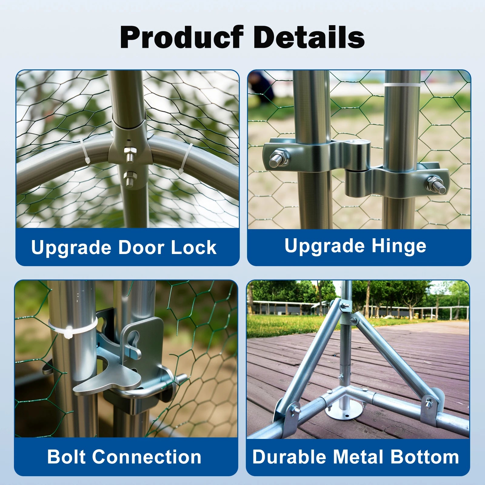 Large Metal Chicken Coop Upgrade with Tri - Supporting Structure and Hexagonal Wire Mesh, Chicken Pen with Waterproof and Anti - UV Cover, Walk - in Chicken Coop, Outdoor Duck and Rabbit House (13’ L x 10’ W x 6.5’ H)