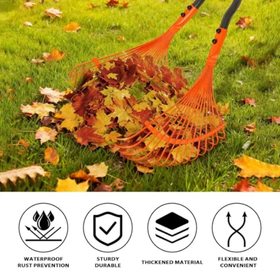 Leaf Grabber Rake with Long Handle, Metal Leaves Rakes, Lightweight Leaf and Grass Picker Upper, Leaf Collector for Lawn and Ya