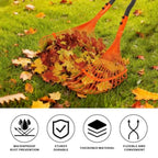 Leaf Grabber Rake with Long Handle, Metal Leaves Rakes, Lightweight Leaf and Grass Picker Upper, Leaf Collector for Lawn and Ya