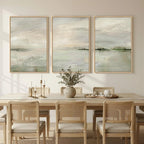 Set of 3 Framed Sage Green Calming Abstract Landscape Canvas Wall Art Prints 24 X 36 Inch, Neutral Tone Wall Decor for Hallway Dining Room Bedroom Office Indoor Home Display