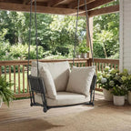 Cushioned Porch Swing Chair, Indoor/Outdoor Hanging Swing, Perfect for Patio or Balcony, Beige