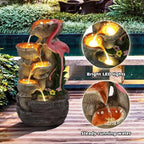 5-Tier LED Lighted Outdoor/Indoor Floor Standing Water Fountain for Patio, Garden, Home Decor