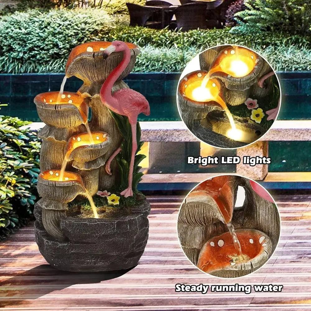 5-Tier LED Lighted Outdoor/Indoor Floor Standing Water Fountain for Patio, Garden, Home Decor