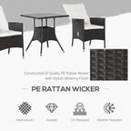 3pcs Patio Reclining Chair Set Rattan Wicker Furniture, Armchairs, Table, White