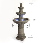 52 Inch Height 3-Tier Outdoor LED Garden Water Fountain, Large Floor-Standing Resin Cascading Bubbler Waterfall Fountain with Pump, Decorative Outdoor Fountain for Backyard, Patio, Yard & Home Decor