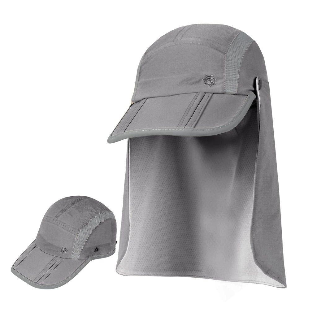 Quick Dry Breathable Sun Hat With Detachable Neck Flap Foldable UPF50+ UV Protection Wide Brim Fishing Baseball Cap For Travel Camping Cycling