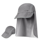 Quick Dry Breathable Sun Hat With Detachable Neck Flap Foldable UPF50+ UV Protection Wide Brim Fishing Baseball Cap For Travel Camping Cycling