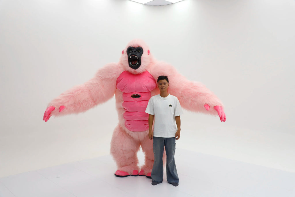 2.2M/2.6M Pink KingKong Gorilla Inflatable Costume Mascot Adult Character Cosplay Animal Birthday Party Set with Battery