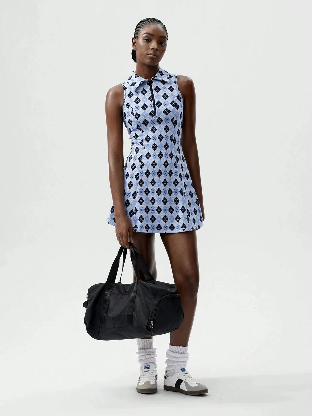 Tennis Dress Vintage Collegiate Style Mesh Dress - Elegant Sleeveless V-Neck A-Line Skater Dress, Breathable Stretchy Bodycon Tennis Dress for Women