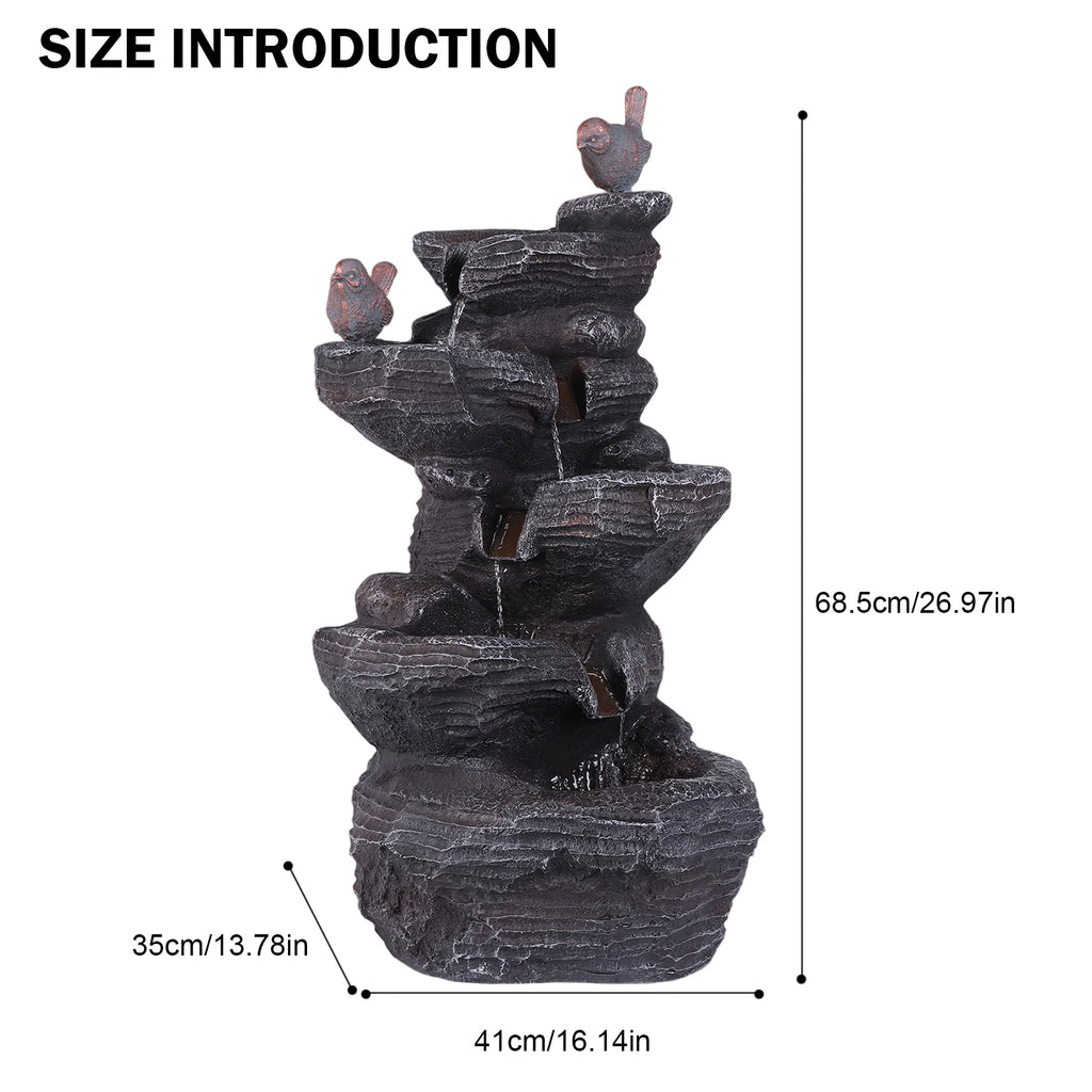 27 Inch 5-Tier Outdoor Water Fountain with Lights Outdoor Garden Waterfall Decor for Patio Garden Backyard Porch Home Art Docor
