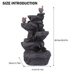 27 Inch 5-Tier Outdoor Water Fountain with Lights Outdoor Garden Waterfall Decor for Patio Garden Backyard Porch Home Art Docor