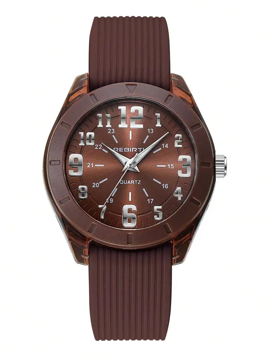 REBIRTH 1pc Women's Silicone Strap Casual Versatile Personalized Style Quartz Watch Suitable For Daily Wear