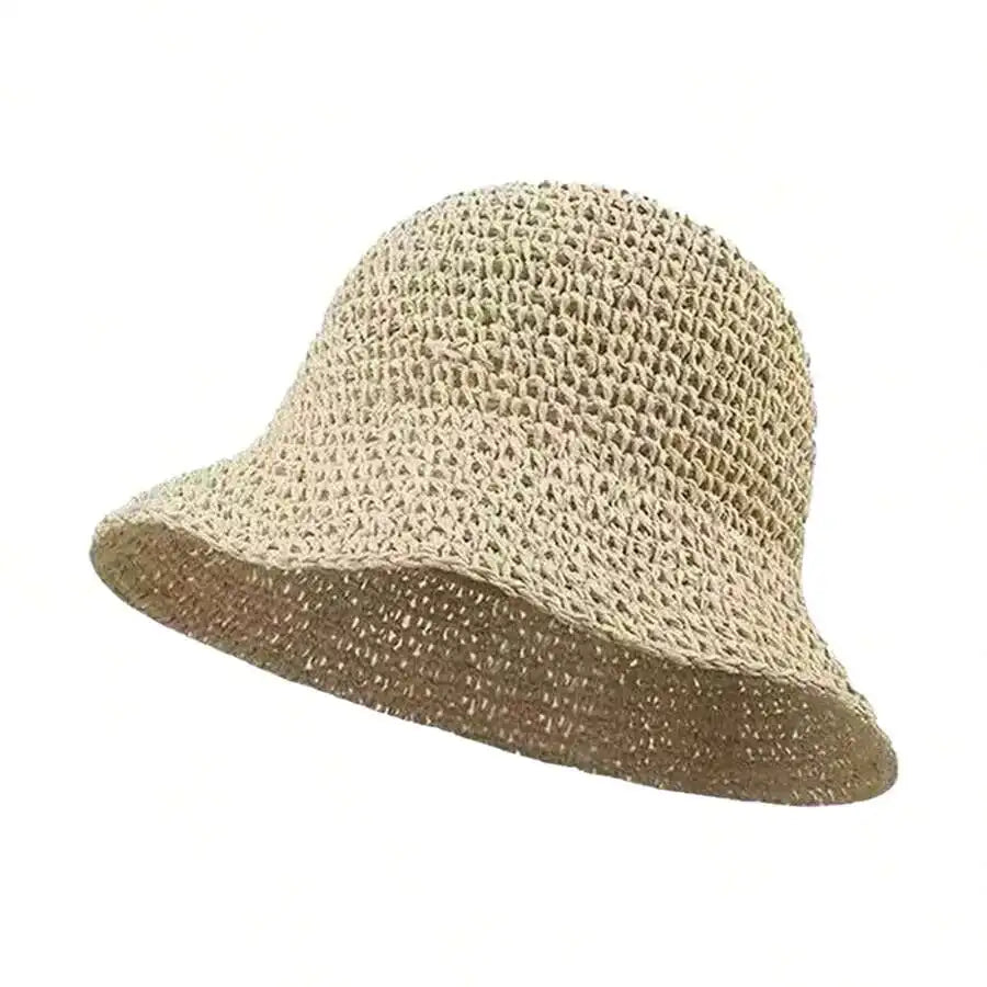1pc Women's Bucket Hat, Hollow Woven Bucket Hat, Fashionable Bucket Cap, Casual For Spring/Autumn Outings, Travel, Beach,