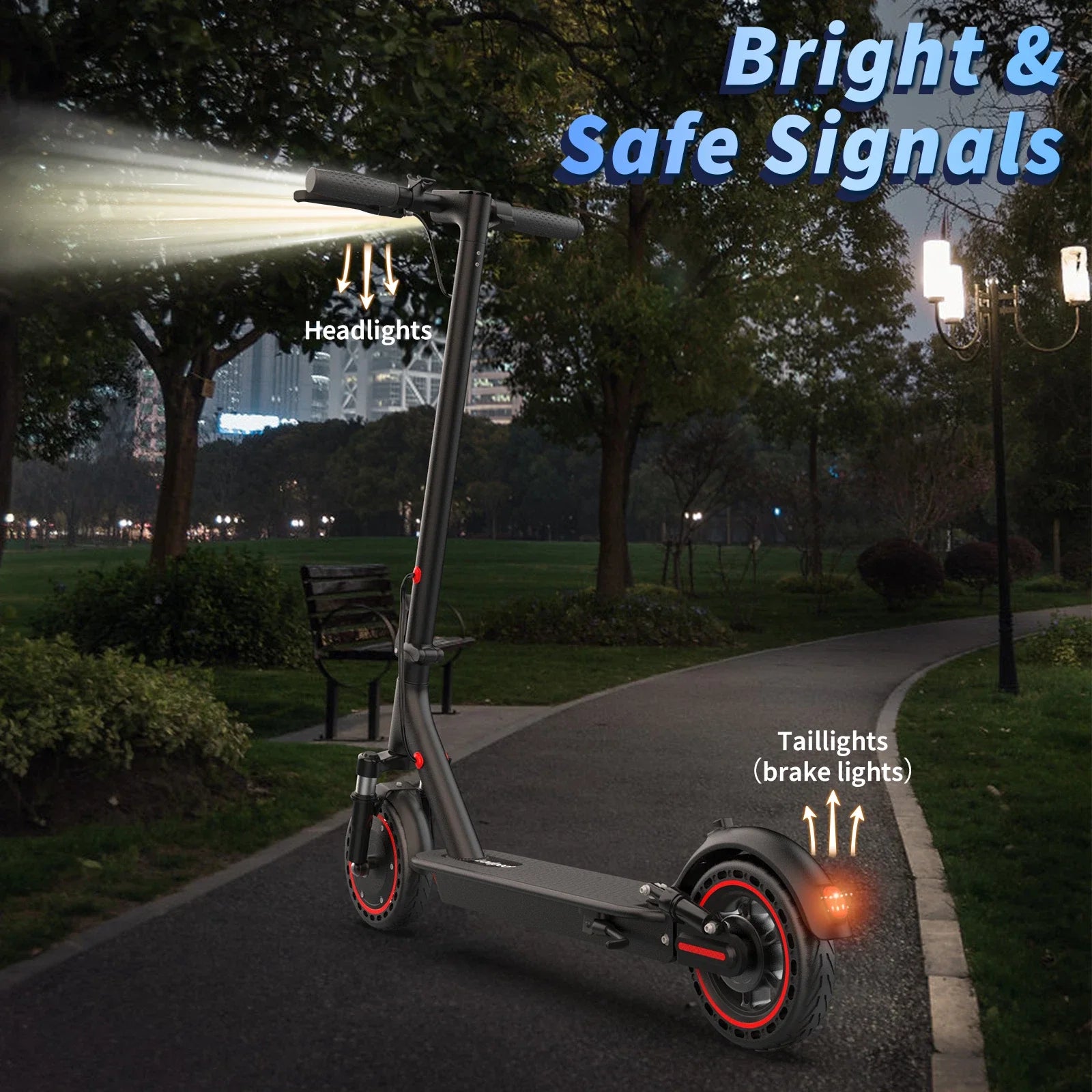 8.5inch Solid Tire Electric Scooter 10.5Ah Powerful Battery 19mph APP Smart Control Scooter 23miles Max Range Double shock absorption for Adult