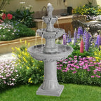 3-Tier Outdoor Water Fountain with Pump & Pine Top, 48.4 Tall Large Pillar Waterfalls for Indoor or Outdoor, Deck Patio Garden F