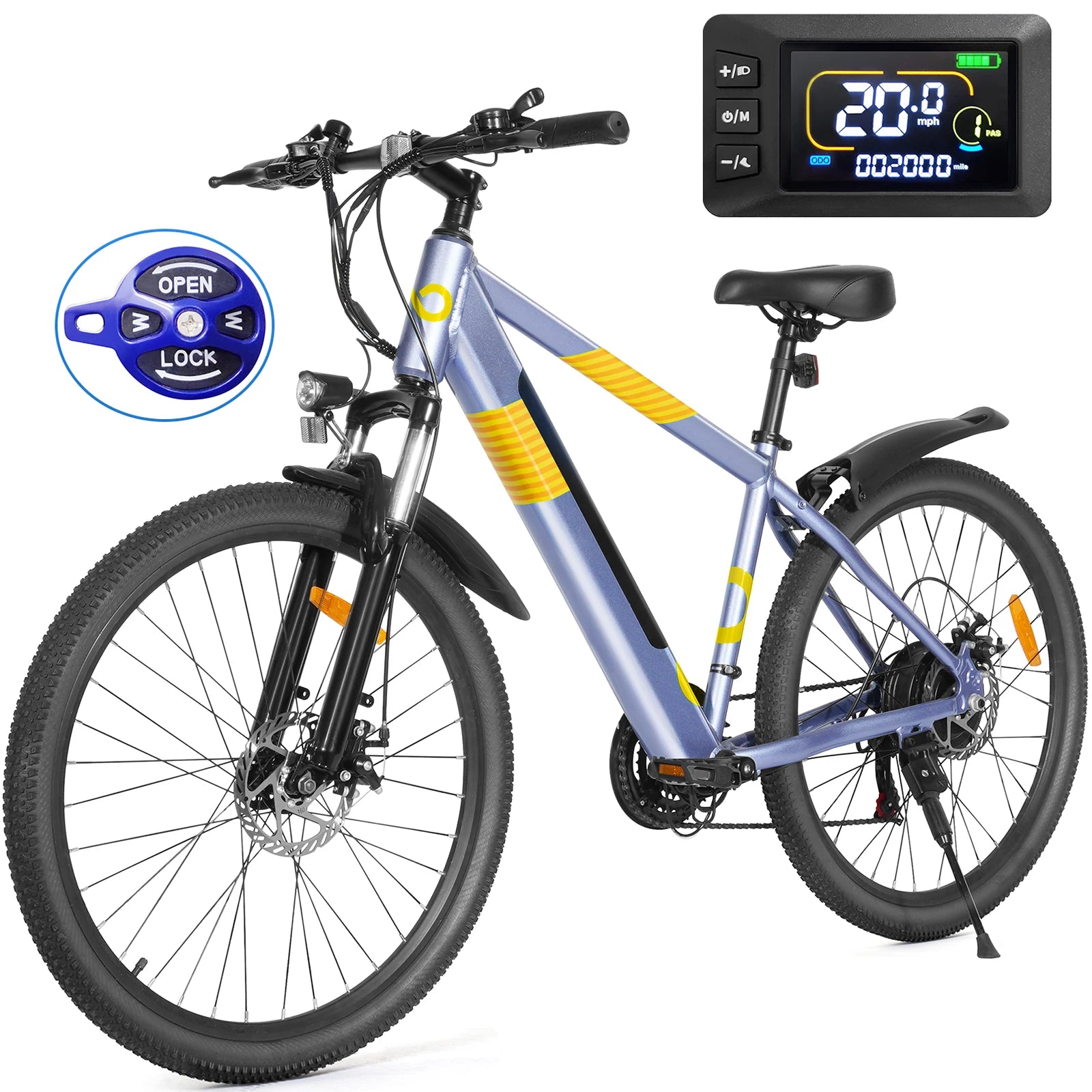 550W Adult electric mountain bike 26", 48V built-in hidden removable battery, up to 50 miles, urban commuter bike.