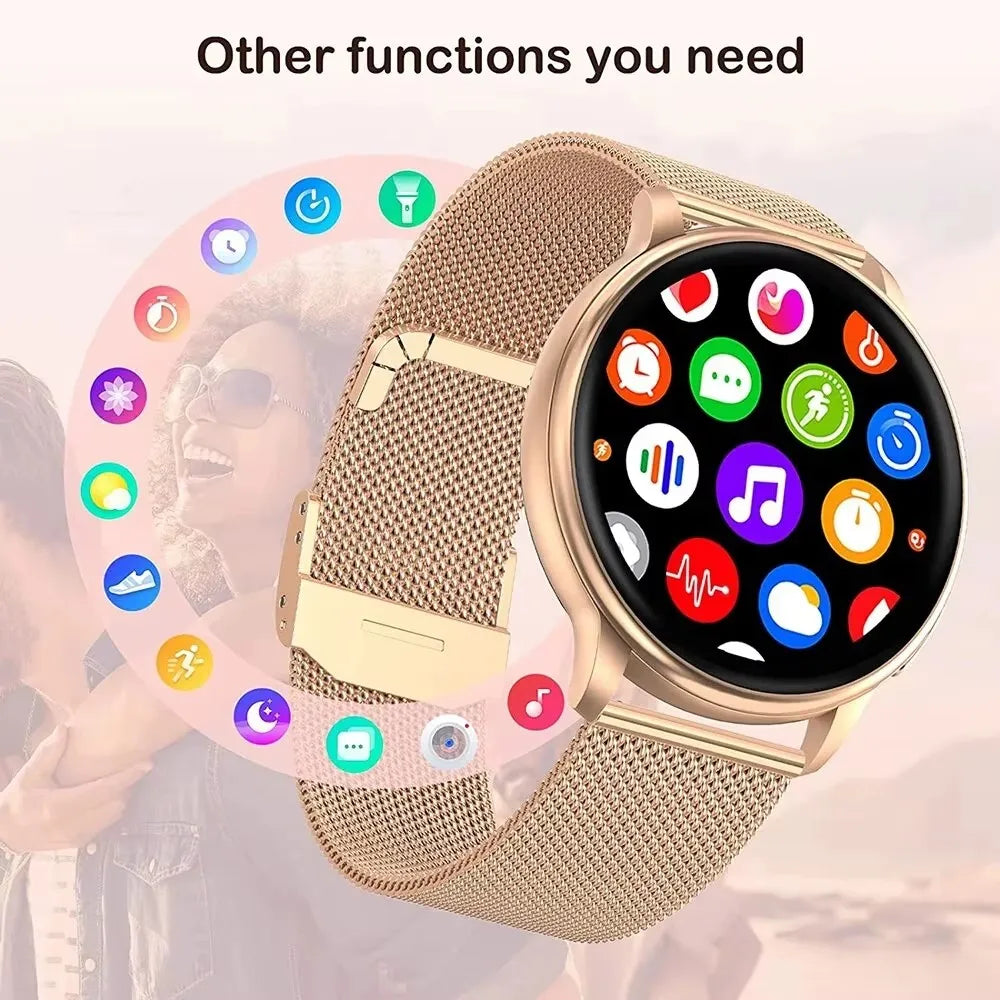 MEVADEN 1.32 inch Luxury Smartwatch Bluetooth Call Women Fashion Sports Fitness Tracker Health Monitor Smart Watch for Ladies