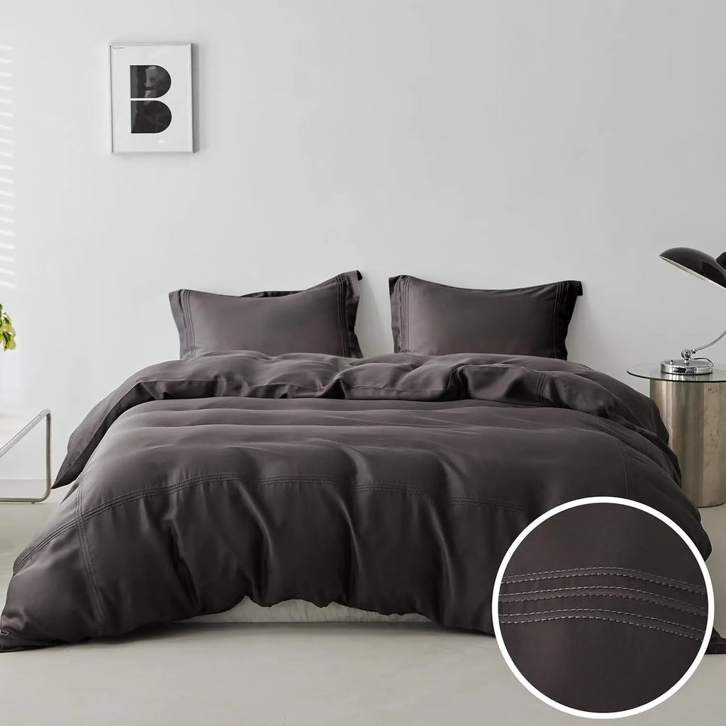 Simple&Opulence 100% Eucalyptus Lyocell Tencel Duvet Cover Set Cooling Breathable Soft Silky