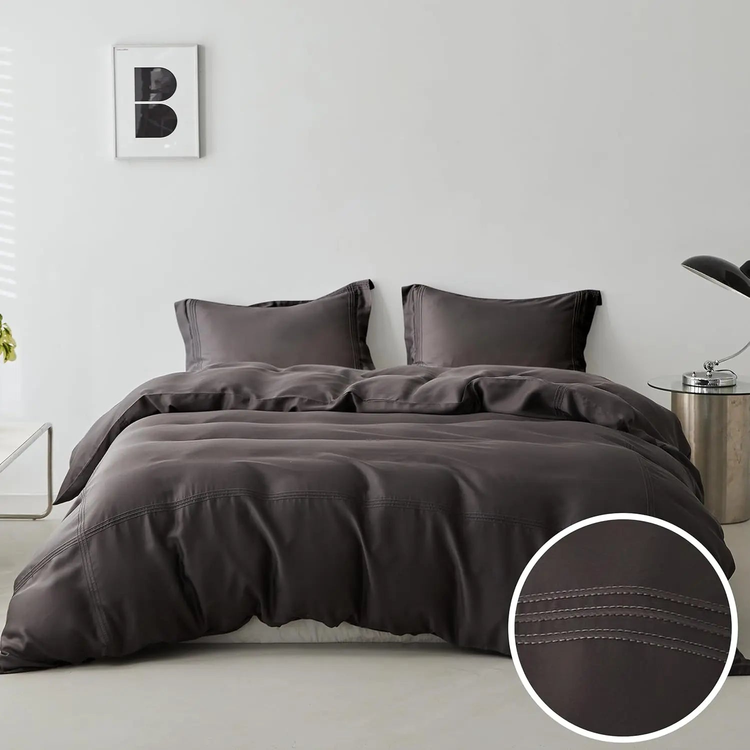 Simple&Opulence 100% Eucalyptus Lyocell Tencel Duvet Cover Set Cooling Breathable Soft Silky