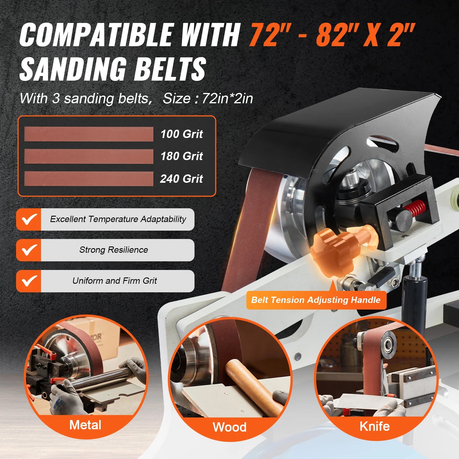 SucceBuy Belt Grinder Sander Variable Speed Belt Polisher with VFD 1500W Knife Sharpener Grinding Moulds & 3PCS Sanding Belts