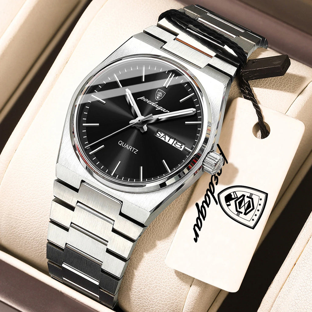 POEDAGAR Top Fashion Women Watch Waterproof Luminous Date Week Luxury Ladies Clock Quartz Stainless Steel Casual Woman's Watches