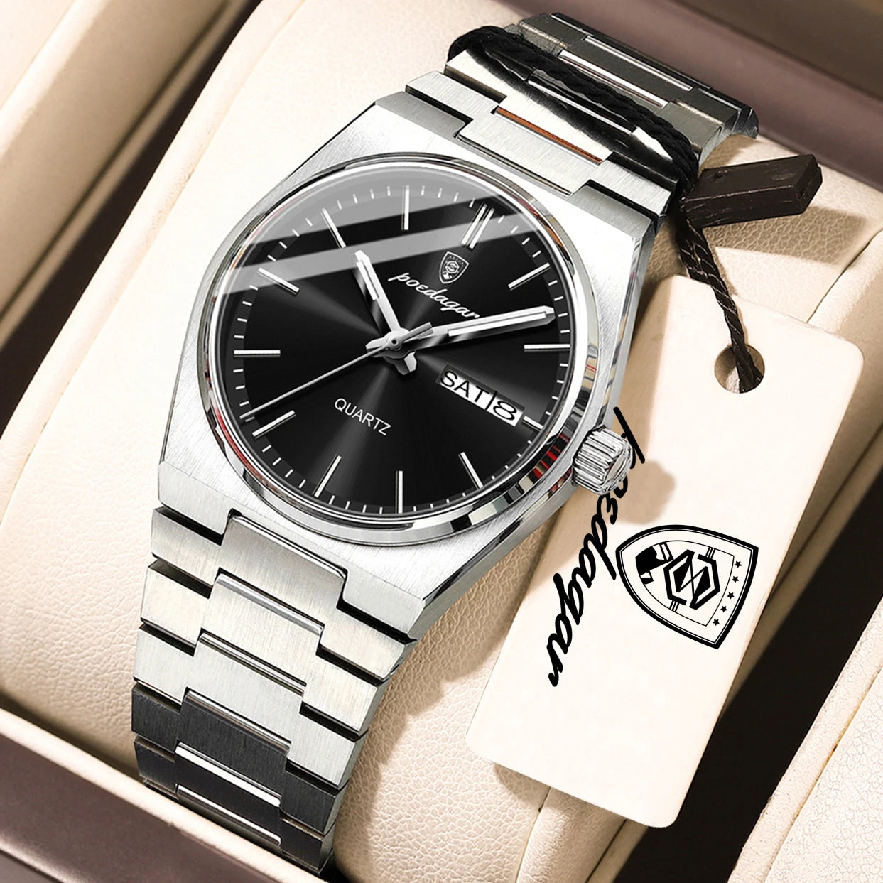 POEDAGAR Top Fashion Women Watch Waterproof Luminous Date Week Luxury Ladies Clock Quartz Stainless Steel Casual Woman's Watches