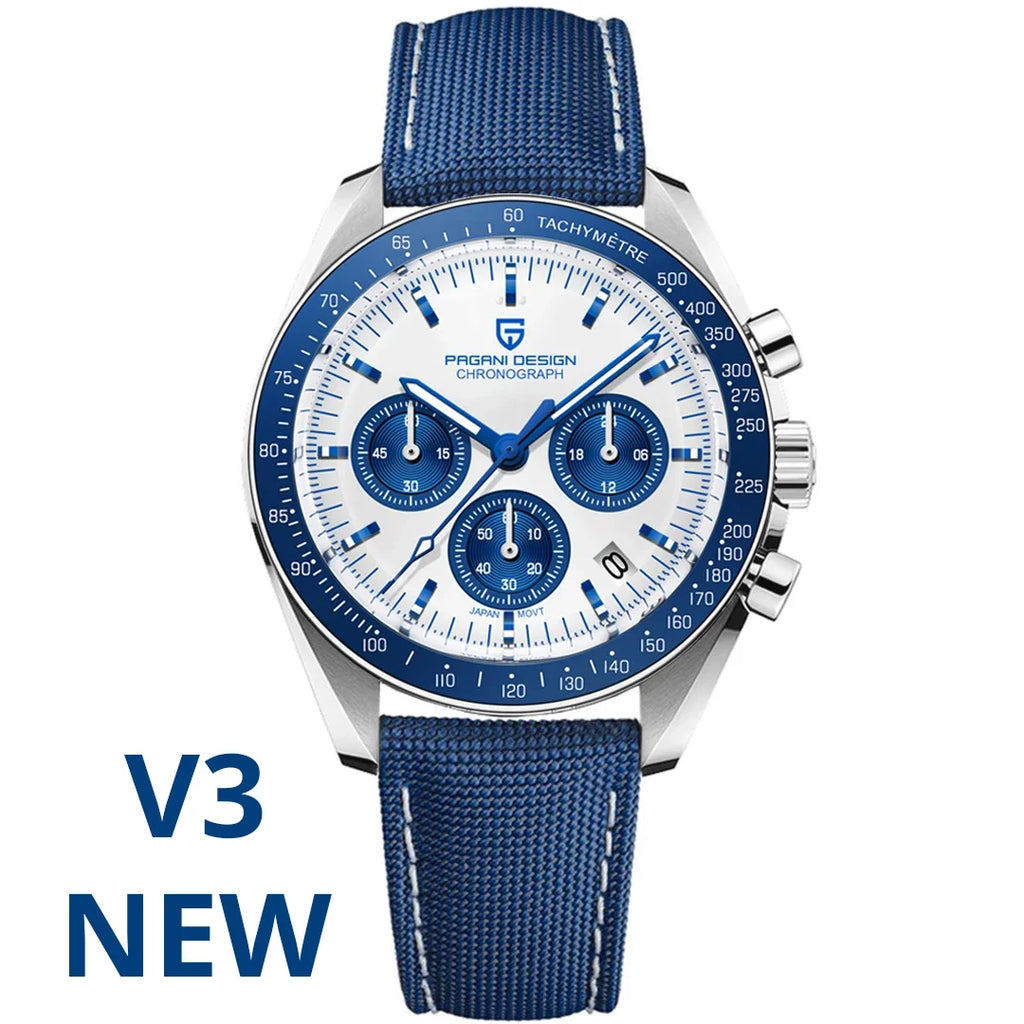 PAGANI DESIGN 1701 Moon Watches 2026 New Woven Strap Luxury Quartz Watch For Men Speed Chronograph AR Sapphire Mirror Wristwatch