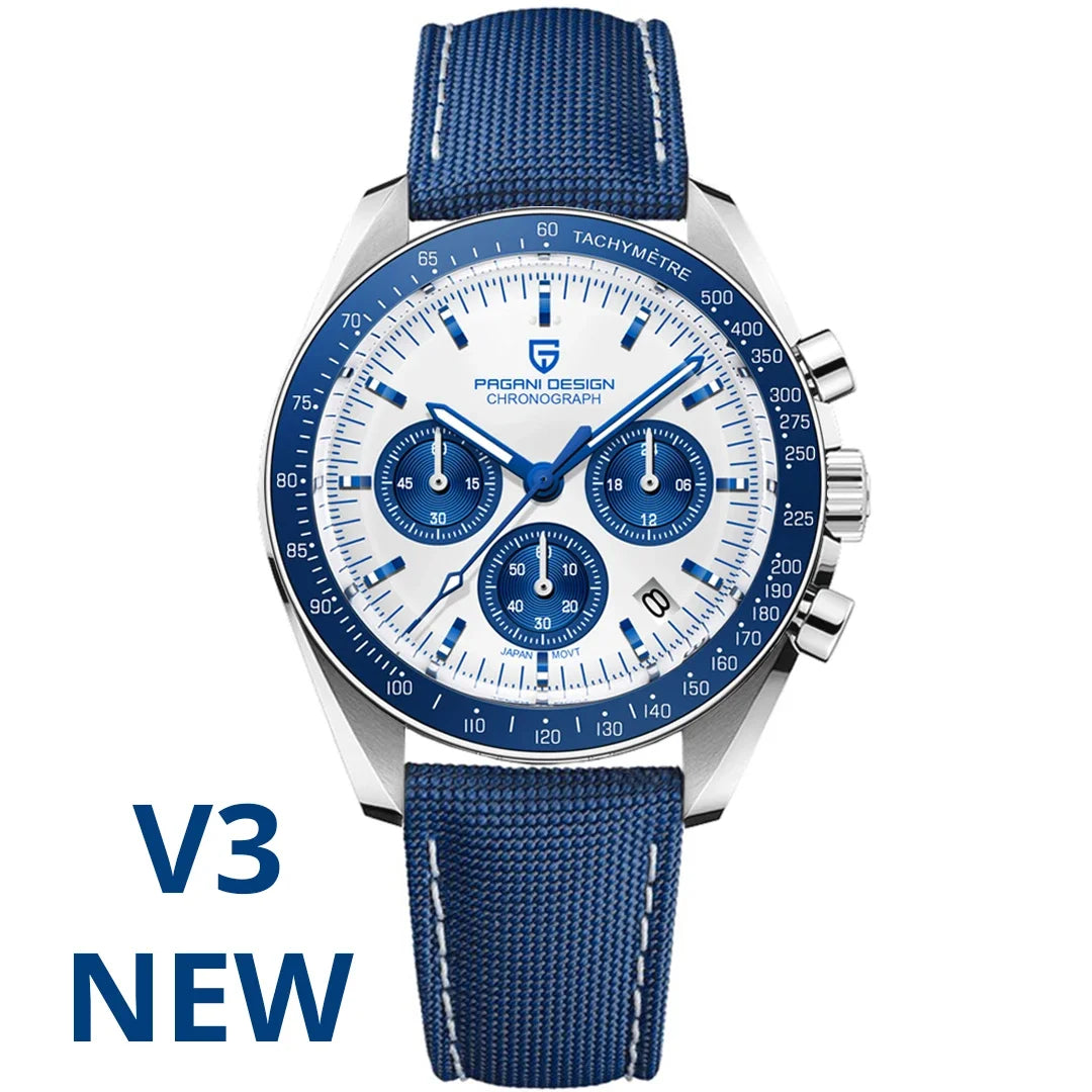PAGANI DESIGN 1701 Moon Watches 2026 New Woven Strap Luxury Quartz Watch For Men Speed Chronograph AR Sapphire Mirror Wristwatch
