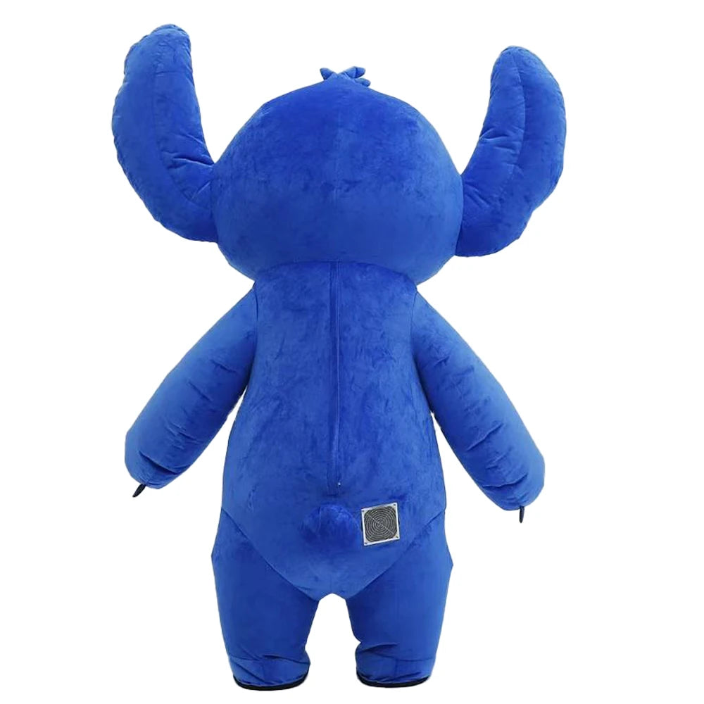 Inflatable Blue Rabbit Costume Mascot Parade Adult Character Cosplay Birthday Halloween Party Event Plush Set