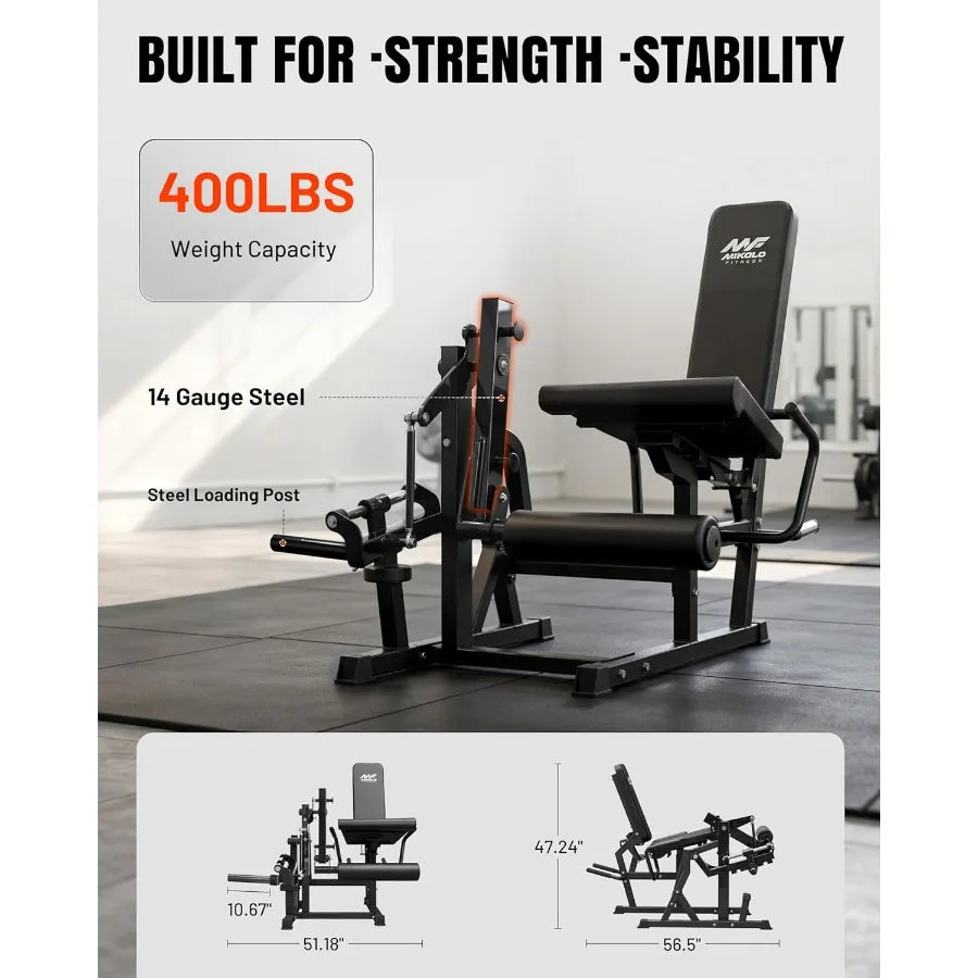 Leg Extension and Curl Machine, Adjustable Leg Curl Machine for Home Gym,Lying Leg Curl Machine with 1:1 Resistance System,Black