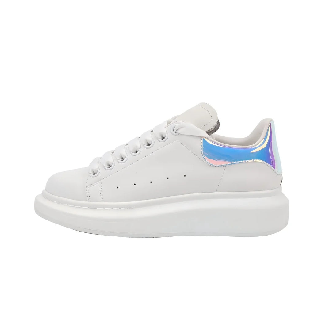 Korean Style Black-Heel White Platform Shoes - Height-Boosting Daily Commute Sneakers