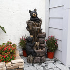5-Level Outdoor Mountain-Themed Black Bear Climbing Tree Fountain for Garden, Patio, and Deck Relaxation