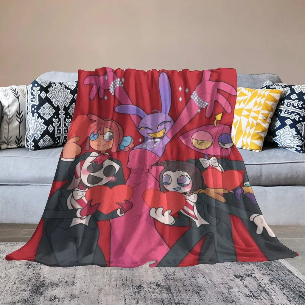 A-Amazing D-Digital Anime Circus Cozy Super Soft Flannel Blanket, Funny Game Theme Warm Throw Blanket For Living Room,Home Decor