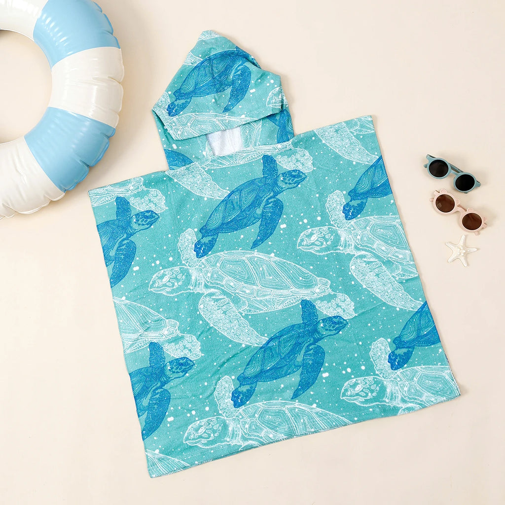 1Pc Children's Hooded Bathrobe Microfiber Beach Bathroom Pool Towel Robes Child Kid Hooded Cloak Bathrobe