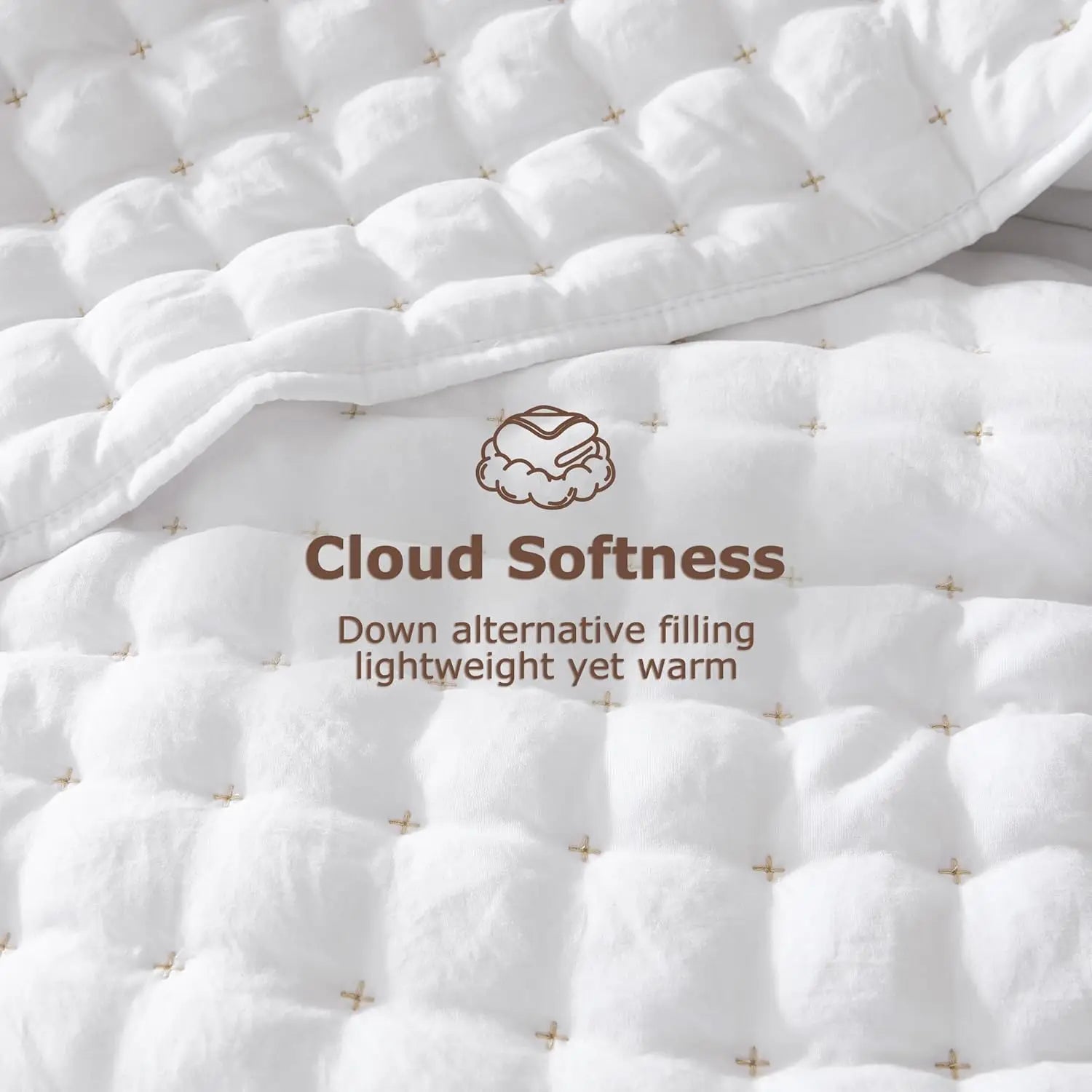 Luxury Cross-Stitch Design Quilt Bedding Set Lightweight Soft Summer Bedspread All-Season Quilted Coverlet with 2 Pillow Shams Twin Queen King California King Size Bed Covers