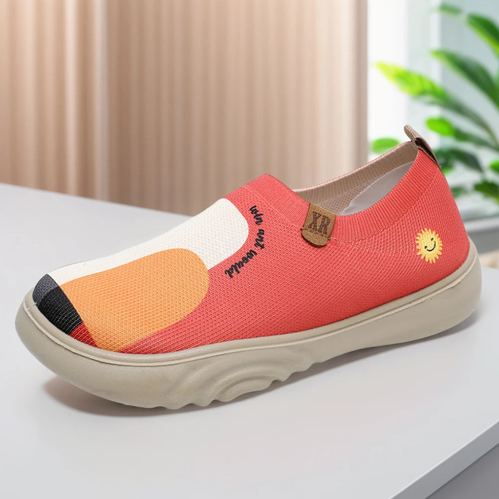 Women Painted Loafers Anti Slip Floral Art Sneakers Breathable Fashion Travel Shoes Casual Walking Shoes for Outdoor Travel