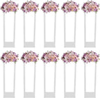 10PCS, 80 cm Wedding Flower Stands Acrylic Wedding Decoration for Tables Bouquet Vase Columns Flower Vase Rectangular Floor Vase