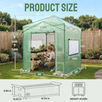 6x8ft Portable Outdoor Greenhouse Kit with Roll-Up Door, Adjustable Height, Mesh Windows, and Center Lock